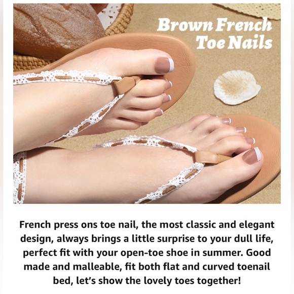 French Tip Press On Nails for Toe With Nail Glue, 6 Sets Toe Nail Tips Glue on - Picture 9 of 15